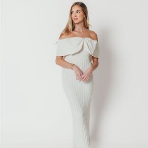 Worth Collective Off-Shoulder Ribbed Knit Dress
